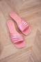 Tiyos Stripe Detailed Women's Pink Flat Slippers - 2