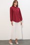 Women's Textured Oversize Linen Shirt 1541 - Claret Red - 2