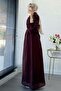 Premium Collar Gathered Balloon Sleeve Voile Dress - Plum - 6