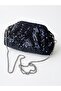 Shiny Black Sequin Clutch Evening Bag - 3