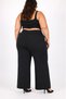 Plus Size Cotton Elastic High Waist Pleated Detailed Wide Leg Women's Trousers - 2