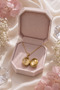 Rosalia Pink Clamshell Medallion Steel Necklace (Gold Color) - 3