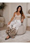 Leopard Pattern Linen Belted Trousers Standard Size 38 44 Size Compatible - 2