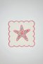 Marine Life Pink Embroidered Edge Cocktail Napkin Set – Marine Themed Special Design Decorative Napkins 4 Pieces - 4