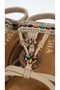 Novira Suede Shiny Colorful Stone Embellished Wooden Heel Bow Tie Natural Stone Look Ankle Elastic Tie Wedge Heel 7 cm - 3