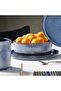 16 Piece Stoneware Dinner Set, Modern Design, Microwave & Dishwasher Safe - Blue - 6