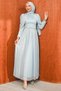 Baby Blue Draped Janjan Evening Dress with Stones on the Waist