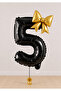 -5- Age Black Number Gold Bow Foil Balloon Set