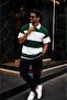 Unisex Polo Collar Zippered Panel Polo Shirt-Black White Oversized Polo Shirt - 2
