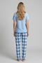 Women's Blue Plaid Cotton Short Sleeve Pajamas Set - 3