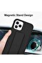 iPhone 16 Pro Max Black Magnetic Kickstand Case with Premium Silicone, Vertical & Horizontal Hand Strap, and Multi-Stand - 4