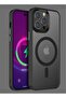Case for iPhone 14 Pro, MIL-Grade Drop Tested, MagSafe, Translucent Matte Back, Metal Keys (Black)