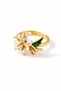 Women's Design Enamel Lily Flower Ring Hand-Painted Adjustable Gold Color Jewelry - 3