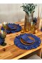 6-Piece Deep Linen Fabric 3-Compartment Spoon Holder with Ruffle Detail / Fork-Spoon-Knife - 6