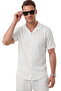White Apaş Collar Textured Cotton Men's Shirt – Lycra Short Sleeve Shirt 2602656
