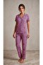Women's Short Sleeve Pink Striped Summer Buttoned Pajama Set