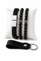 4-Piece Men's Accessory Set Leather Bracelet Natural Onyx Stone Bracelet Leather Keychain