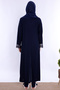 Effortt Maternity Pajama Set with Hijab, Soft Textured Cotton Long Robe - Navy Blue - 4