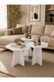Zigon Coffee Table, Mushroom Hexagonal 3-Piece Zigon Coffee Table, Center Table Set, White Tabletop