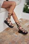Alberta Black Cleopatra Ankle Strap Women's Sandals - 5
