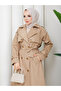 Double Button Windbreaker Hijab Trench Coat Rc3143 - 7