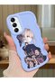 Samsung Galaxy A14 Compatible Case Camera Protector Blue Silicone Couple Phone Case Girl Pattern