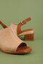 Women's Genuine Leather Mid-Heeled Daily Sandals Iz.12106 Nut - 5