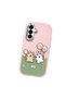 Samsung Galaxy A56 Compatible Case Camera Protector Pink Silicone Couple Phone Case with Line Pattern - 3