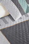 Geometric Gray Young Room Single Pique Set - Modern Mint 160X220 cm Quilted Bedspread - 3