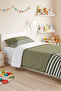 Striped Green Bohemian Single Pique Set - White Khaki Geometric 160X220 cm Seasonal Bedspread - 2
