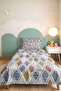 Geometric Blue Young Room Single Pique Set-Pastel Gray Mustard 160X220 cm Quilted Bedspread - 2