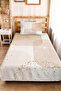 Modern Beige Geometric Single Pique Set - Powder Gold Glitter 160X220 cm Quilted Bedspread - 5