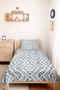 Blue Geometric Modern Pique Set - Bohemian Scandinavian White Gray 160X220 cm Quilted Bedspread - 2