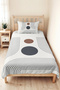 Geometric Gray Modern Young Room Single Pique Set-Ecru Mink 160X220 cm Quilted Bedspread - 2