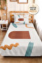 Geometric Beige Young Room Single Pique Set - Turquoise Tile 160X220 cm Quilted Bedspread