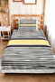 Striped Yellow Young Room Single Pique Set - Black Geometric 160X220 cm Quilted Bedspread - 2