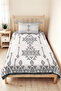 Bohemian Geometric White Single Pique Set - Ethnic Anthracite 160X220 cm Quilted Bedspread - 6