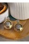 Women's Steel Octagonal Zircon Stone Earrings - 2