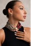 Women's Leopard Pearl Magnet Scarf with Accessories Athlete Black – Lycra Flexible Fabric, Modern Form - 2
