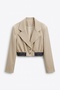 Rubber Detailed Crop Women's Jacket Ckt01795 Beige - 4