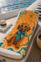 Dog with Glasses Retro Orange Patterned 70X150 Beach Towel - 3