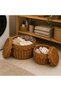 2-Piece Rattan Basket Organizer Set with Lid Wicker Storage Basket Set Decorative Multi-Purpose Organizer Basket Large and Small Sizes - 3