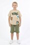 3-12 Years Old Boys' Printed 100% Cotton Single Jersey Fabric Short Sleeve Shorts Set - 2