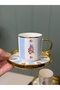 6-Person Floral Porcelain Turkish Coffee Cup Set - 2