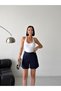 Women's Pleated Shorts - Navy Blue - 3