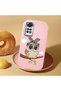 Redmi Note 11S Compatible Case Camera Protector Pink Silicone Couple Phone Case with Owl Pattern - 2