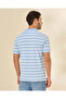 Men Blue And White Striped Polo T Shirt - 3