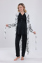 Black Lace Design Strappy Cotton Maternity Pajama Set with 3-Piece Pajamas - 5