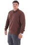 Long-Sleeved Polo Collar Seasonal Sweatshirt Brown Suitable for Men with Large Sizes between 115-155 Kilograms - 4
