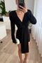 Comfortable Stylish Drawstring Draped Drapey Fabric Mini Skirt Padded Long Sleeve Draped Deep V-Neck Pinterest Evening Dress - 6